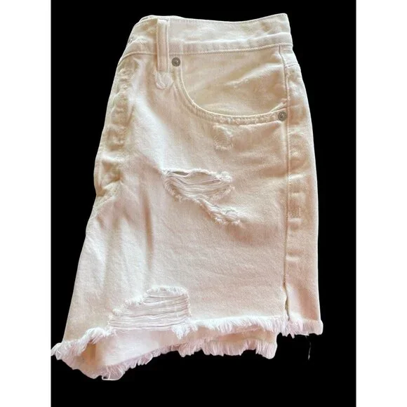 NWT Free People W's 28 Distressed Denim Shorts Bright White Button Fly $68 - Picture 10 of 10